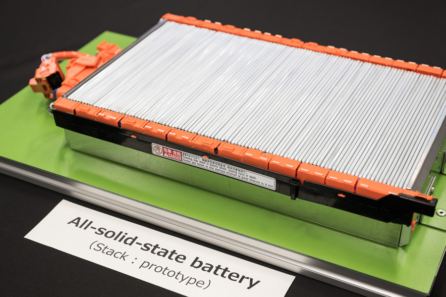 Toyota all-solid-state battery stack prototype shown in its 2023 technology presentation